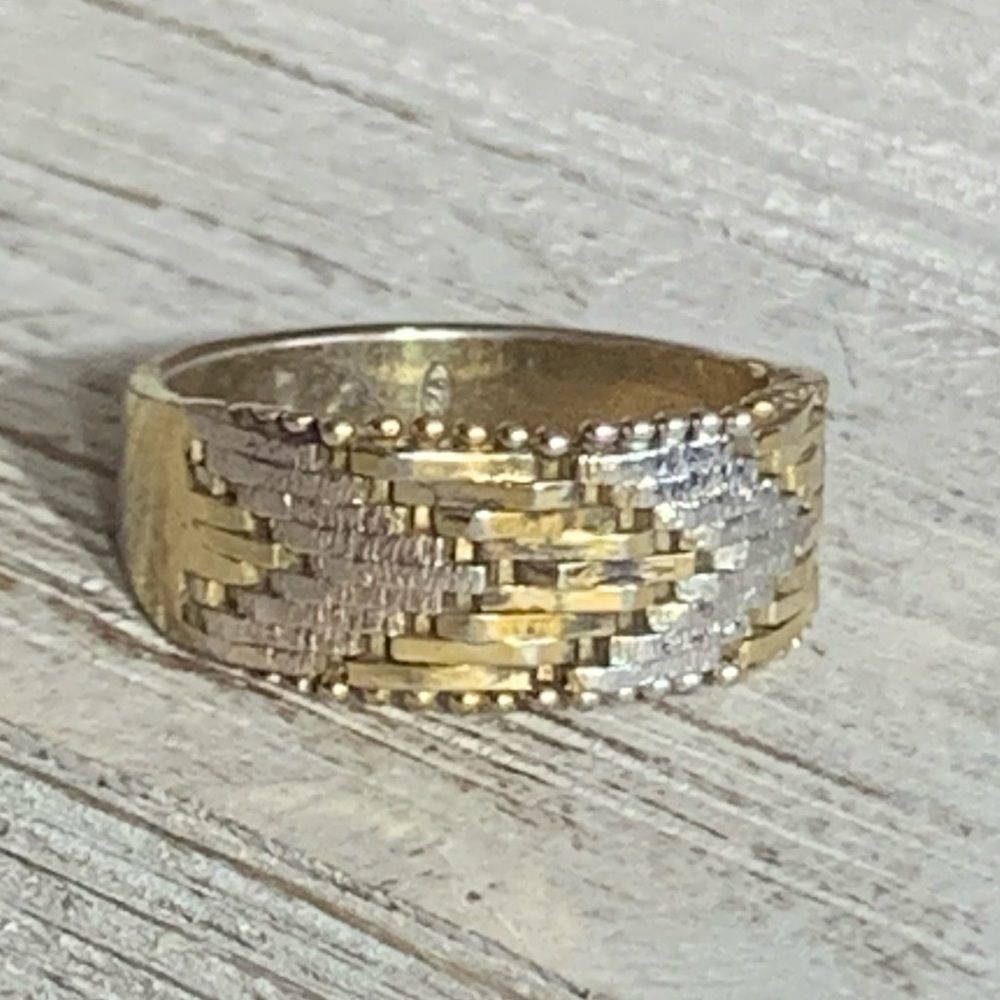 Tri Color Gold Plated Sterling Silver Ring Size 8